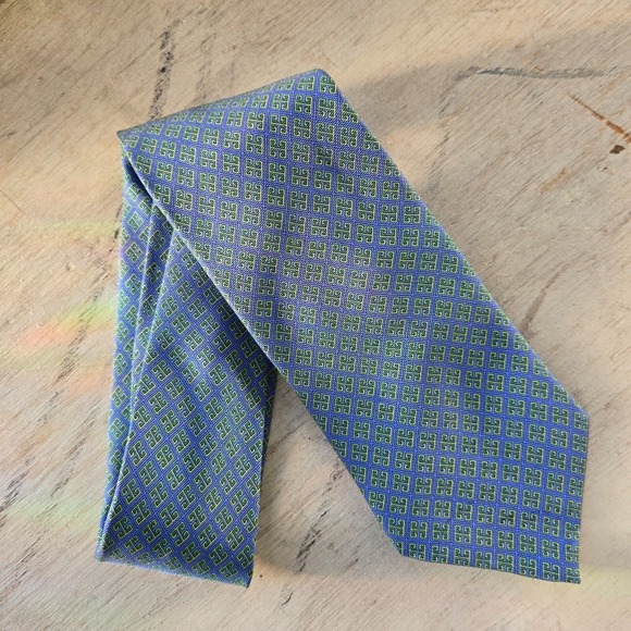 Vintage Peter Blair Silk 58" Tie Blue Geometric Pattern 1990s Made in USA Men's - Picture 4 of 4